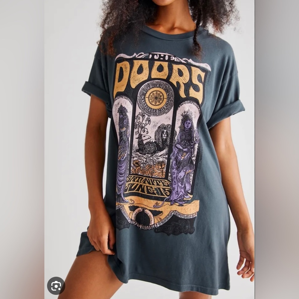 NWOT - Daydreamer The Doors Shirt Dress - Vintage Black- Large